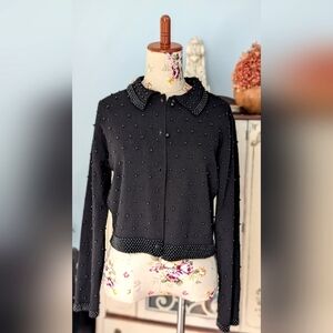 Statements Vintage Black‎  Beaded Cardigan with Beaded Trim